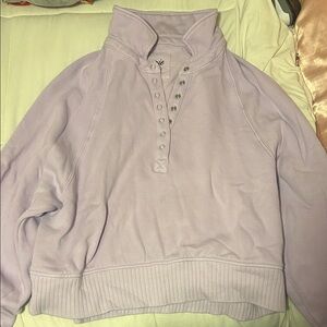 Aerie Lilac Fleece Button-Up
